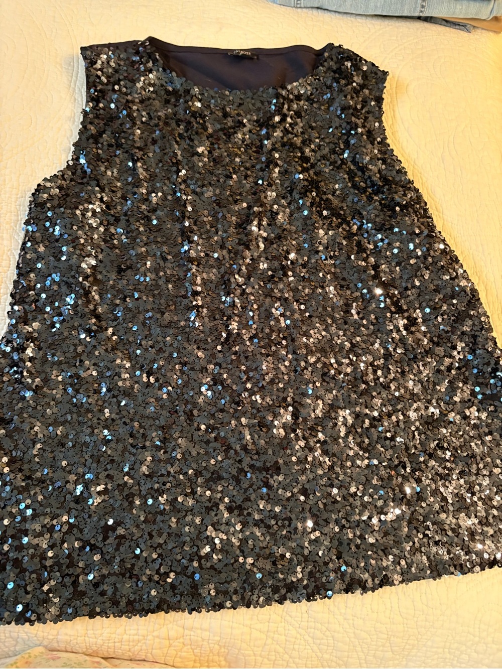Talbots Navy Sequin Sleeveless Formal Top